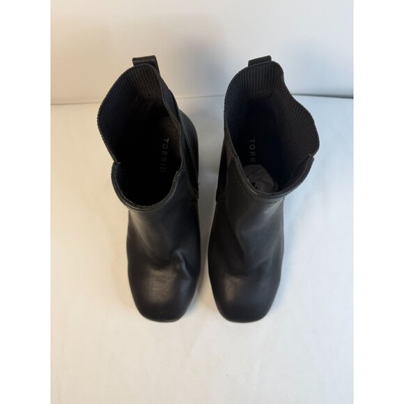 Torrid Ankle Boots Womens Size 8.5WW Black Faux Leather Block Heel Shoes - Picture 3 of 14